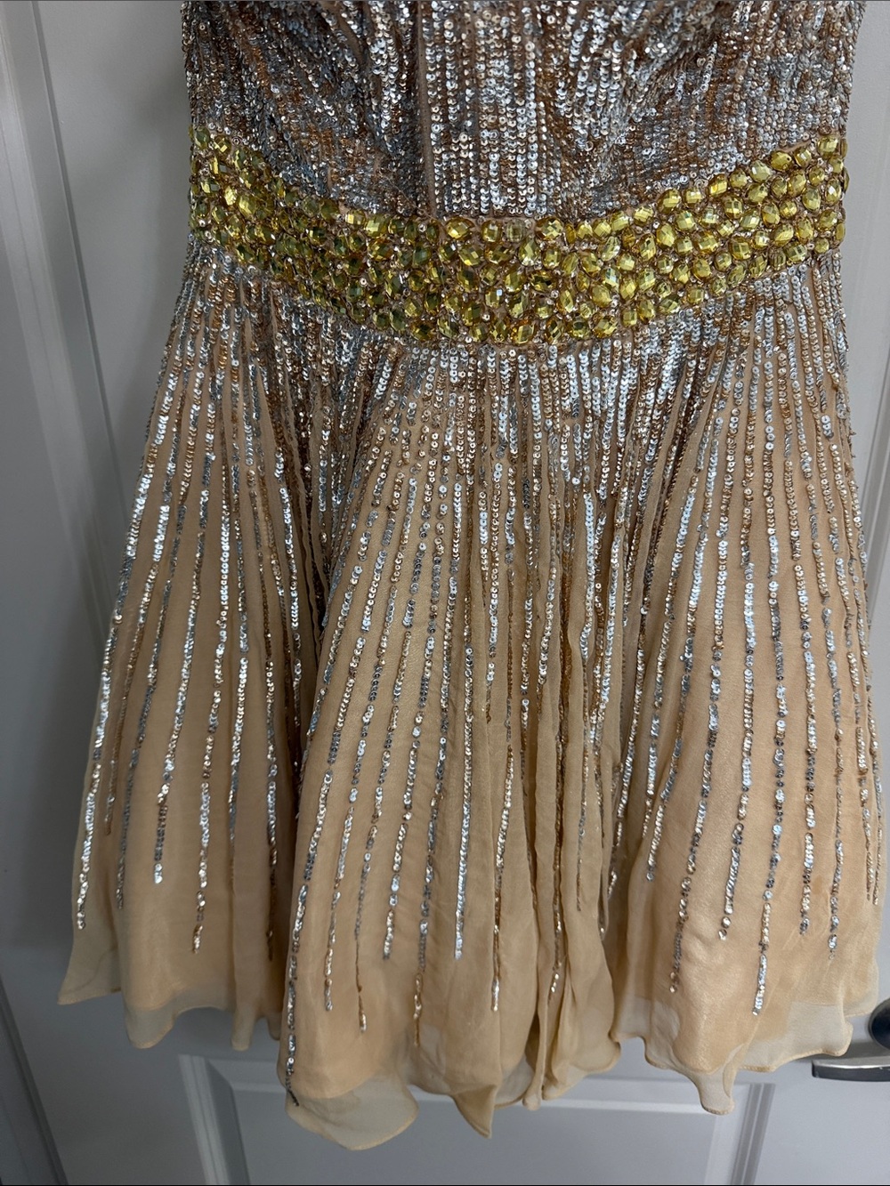 Sherri Hill Champagne Short Dress